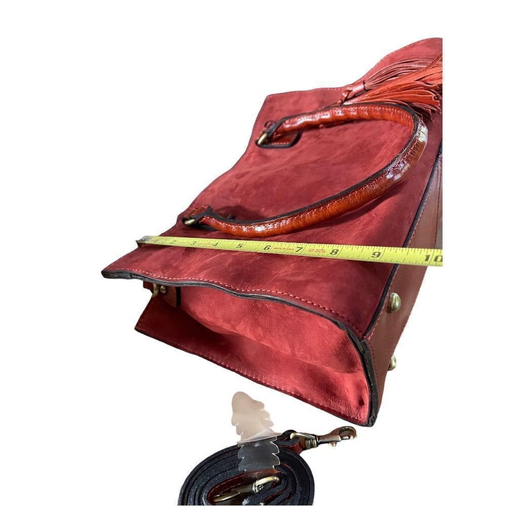 NWOT Patricia Nash maroon suede crossbody handbag-signed by Patricia Nash - Picture 8 of 13